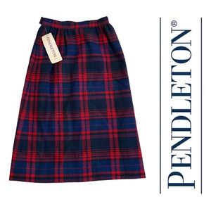 Pendleton Navy and Scarlet Plaid A-Line Skirt